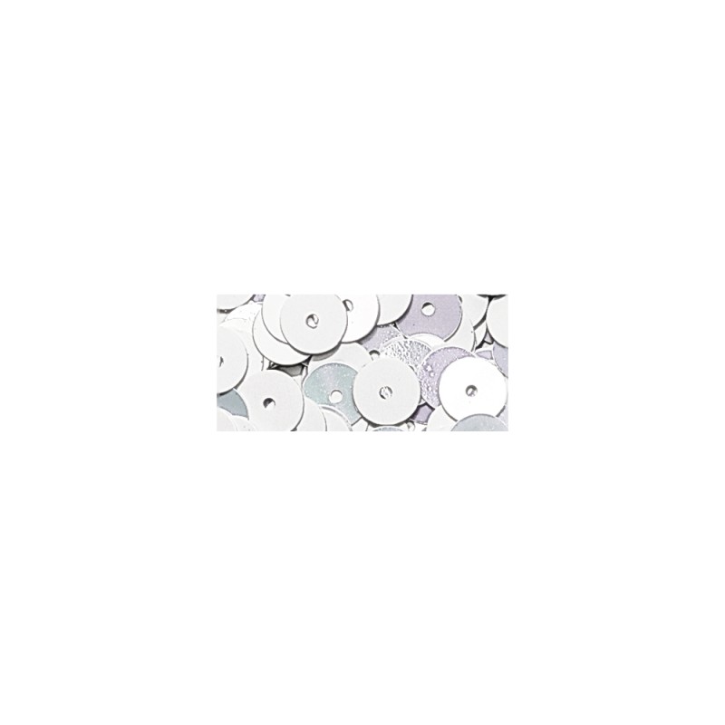 Paillettes lisses 6mm boîte 7g. blanc irisé Paillettes lisses 6mm boîte 7g. blanc irisé