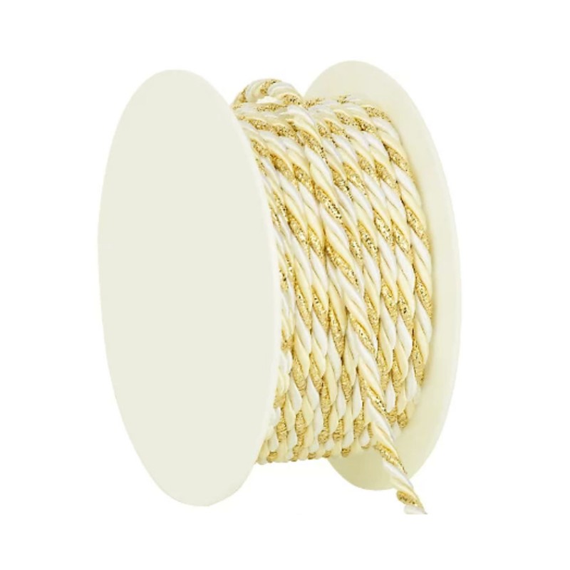Cordon Crème et Or - 3 mm 3.5m Cordon Crème et Or - 3 mm 3.5m