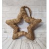 Etoile en sisal, pailletée, or, 15 cm