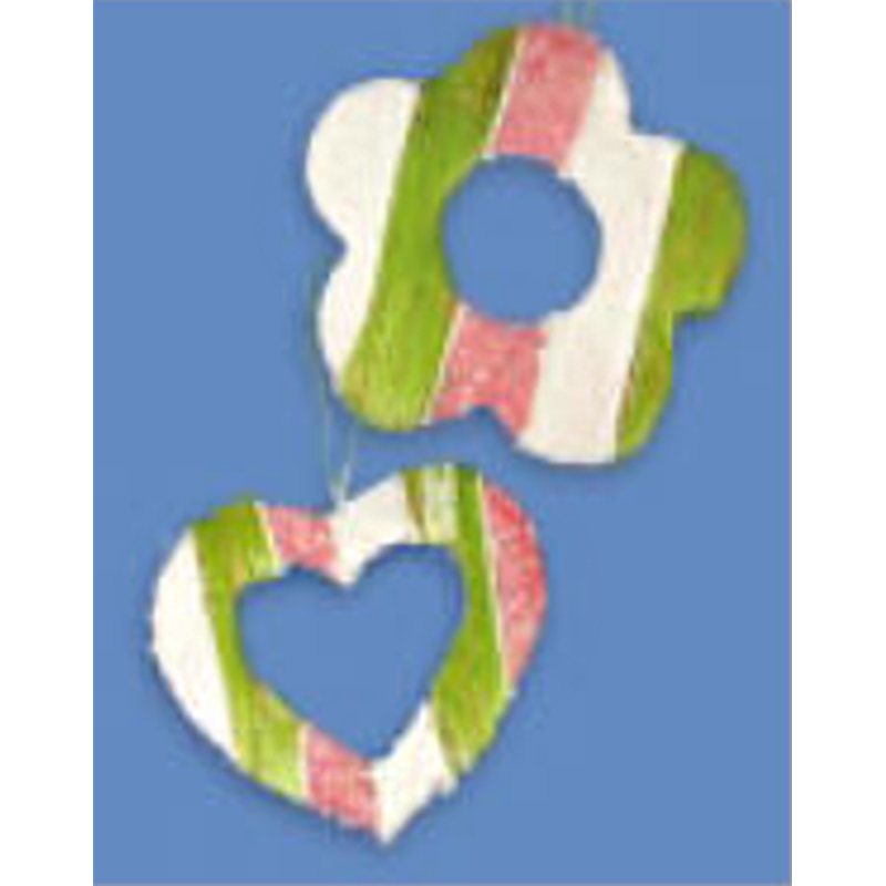 Coeur évidé + Fleur en bois et fil Coeur évidé + Fleur en bois et fil