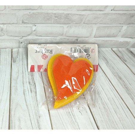 Coeurs en feutrine orange et jaune