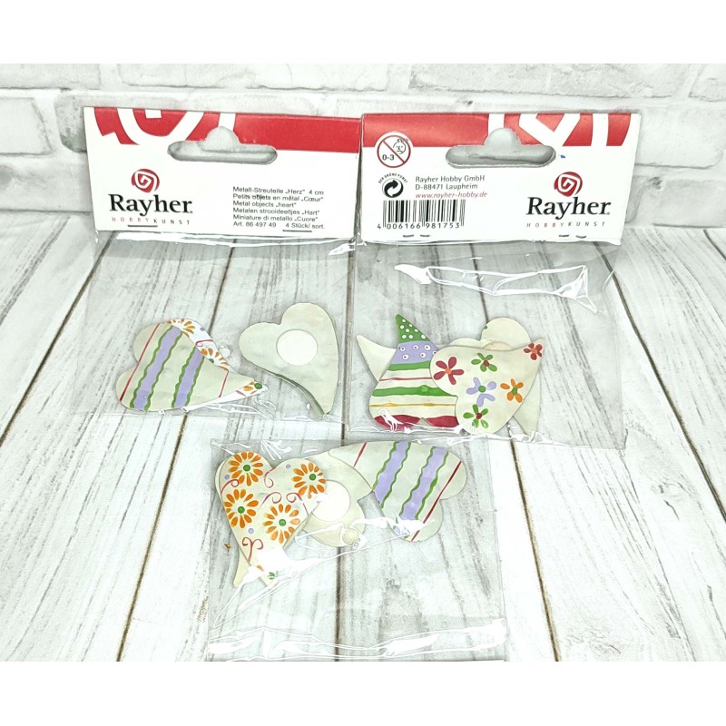 Petits objets en métal "Coeur", assortis, 4 cm, 4 pces Petits objets en métal "Coeur", assortis, 4 cm, 4 pces
