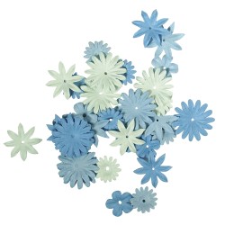 Mélange de fleurs en papier 1.5-2.5 cm. 4 sortes. tube 36 pièces