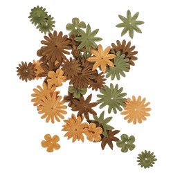 Mélange de fleurs en papier 1.5-2.5 cm. 4 sortes. tube 36 pièces