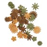 Mélange de fleurs en papier 1.5-2.5 cm. 4 sortes. tube 36 pièces