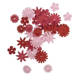 Mélange de fleurs en papier 1.5-2.5 cm. 4 sortes. tube 36 pièces