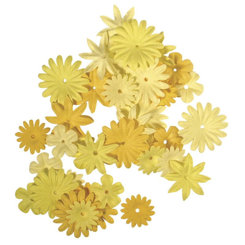 Mélange de fleurs en papier 1.5-2.5 cm. 4 sortes. tube 36 pièces Mélange de fleurs en papier 1.5-2.5 cm. 4 sortes. tube 36 pièces