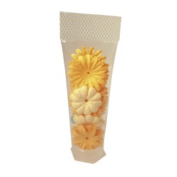 Mélange de fleurs en papier 1.5-2.5 cm. 4 sortes. tube 36 pièces