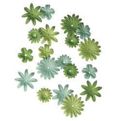 Mélange de fleurs en papier 1.5-2.5 cm. 4 sortes. tube 36 pièces