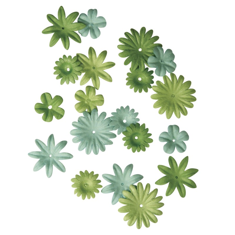Mélange de fleurs en papier 1.5-2.5 cm. 4 sortes. tube 36 pièces Mélange de fleurs en papier 1.5-2.5 cm. 4 sortes. tube 36 pièces