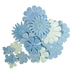Mélange de fleurs en papier 2.5-7cm. 5 sortes. 24 pièces