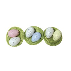 3 nids de Pâques de 5 cm avec 2 œufs de couleurs différentes