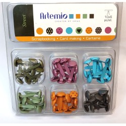 60 Parisian fasteners of different colors