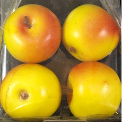 4 pommes plastique de 4 cm jaunes