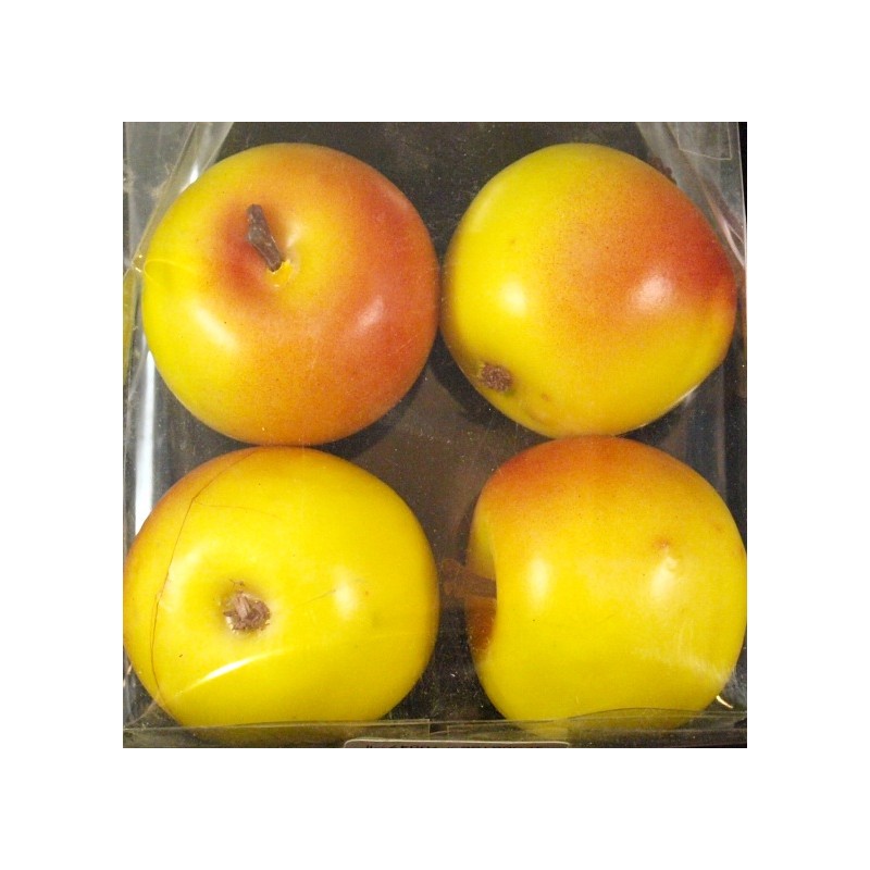 4 pommes plastique de 4 cm jaunes