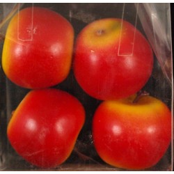 4 pommes plastique de 4 cm jaunes rouges