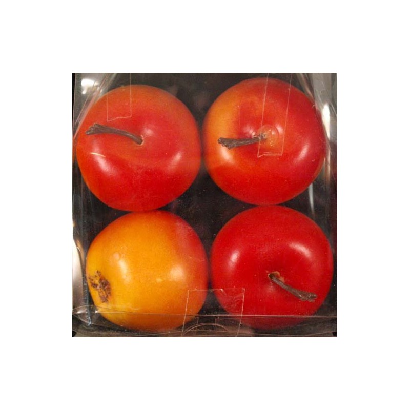 4 decorative apples, 4 cm plastic