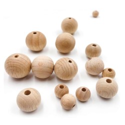 Lot de Perles de bois naturelles