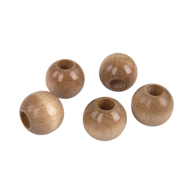Perles en bois polies nature