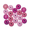 Polished and colored round wooden beads