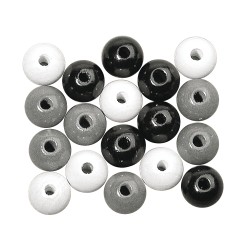 Polished and colored round wooden beads