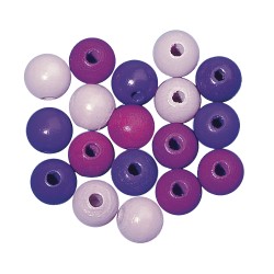 Polished and colored round wooden beads