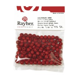 Polished and colored round wooden beads