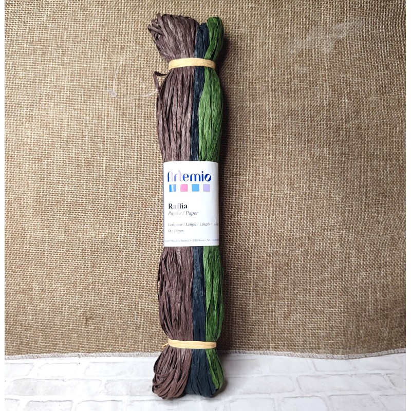 3 cordons de raphia 18mm de couleurs différentes (3X45m) - 50g