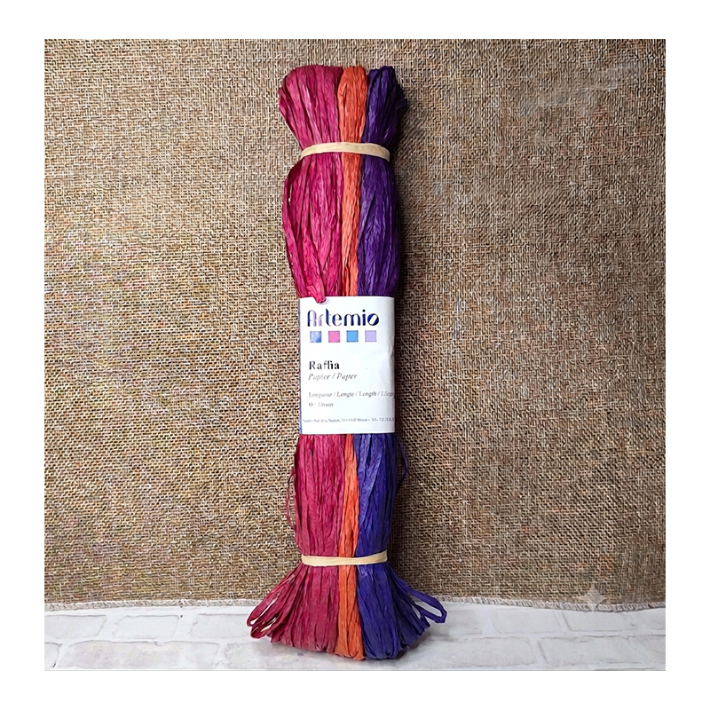 3 strands of 18mm raffia in different colors (3 x 45m) – 50g