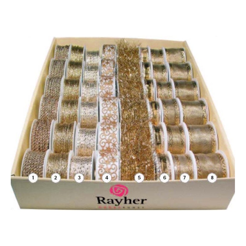 Rayher reinforced "Brocade" ribbon, gold, on a roll